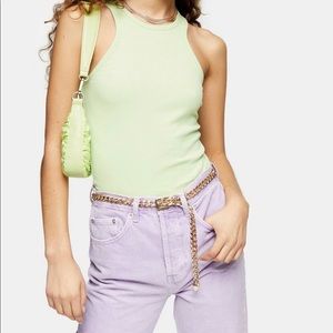 *NWT* Topshop Lime Green Ribbed Racer Tank